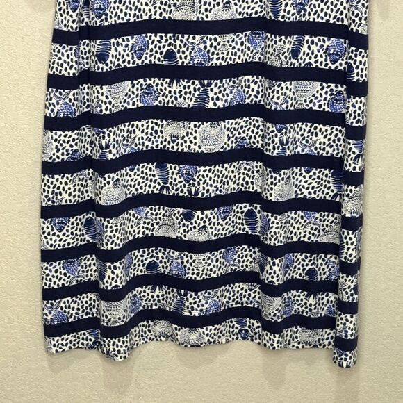 Lilly Pulitzer Dress Lajolla Medium Blue White Shell Stripe Pima Cotton Summer - Picture 4 of 9